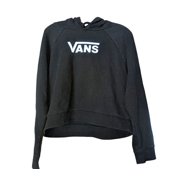🛍️ Vans Black & White Crop Hoodie Size Medium - Picture 1 of 1